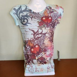 Bling Western Biker Rhinestone Vegas Luxor Women's T Shirt Top Blouse